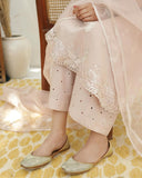 Dusty Pink Full Sleeves Embroidered Dress