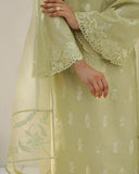 Apple Green Lawn Stiched Dress