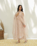 Dusty Pink Full Sleeves Embroidered Dress
