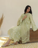 Apple Green Lawn Stiched Dress