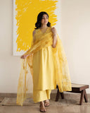 Lemon  Full Sleeve 3-piece Stiched Dress