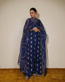 Cobalt Blue 3-Piece Stiched Dress