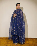 Cobalt Blue 3-Piece Stiched Dress