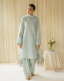 Ice Blue Lawn Stiched Dress