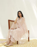 Dusty Pink Full Sleeves Embroidered Dress