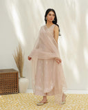 Dusty Pink Full Sleeves Embroidered Dress