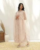 Dusty Pink Full Sleeves Embroidered Dress