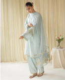 Ice Blue Lawn Stiched Dress